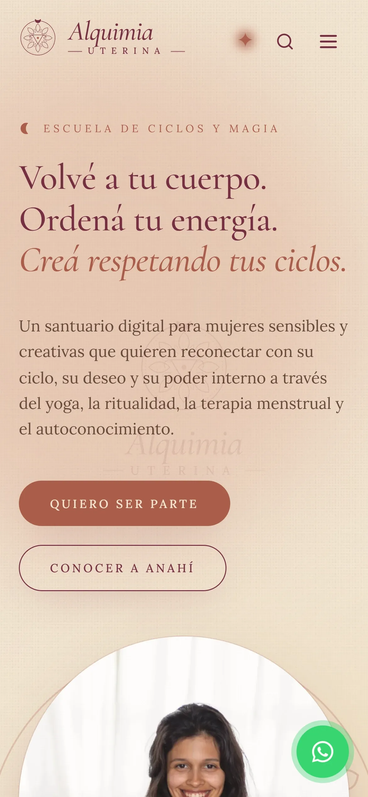 Portada de alquimiauterina.org en el celular