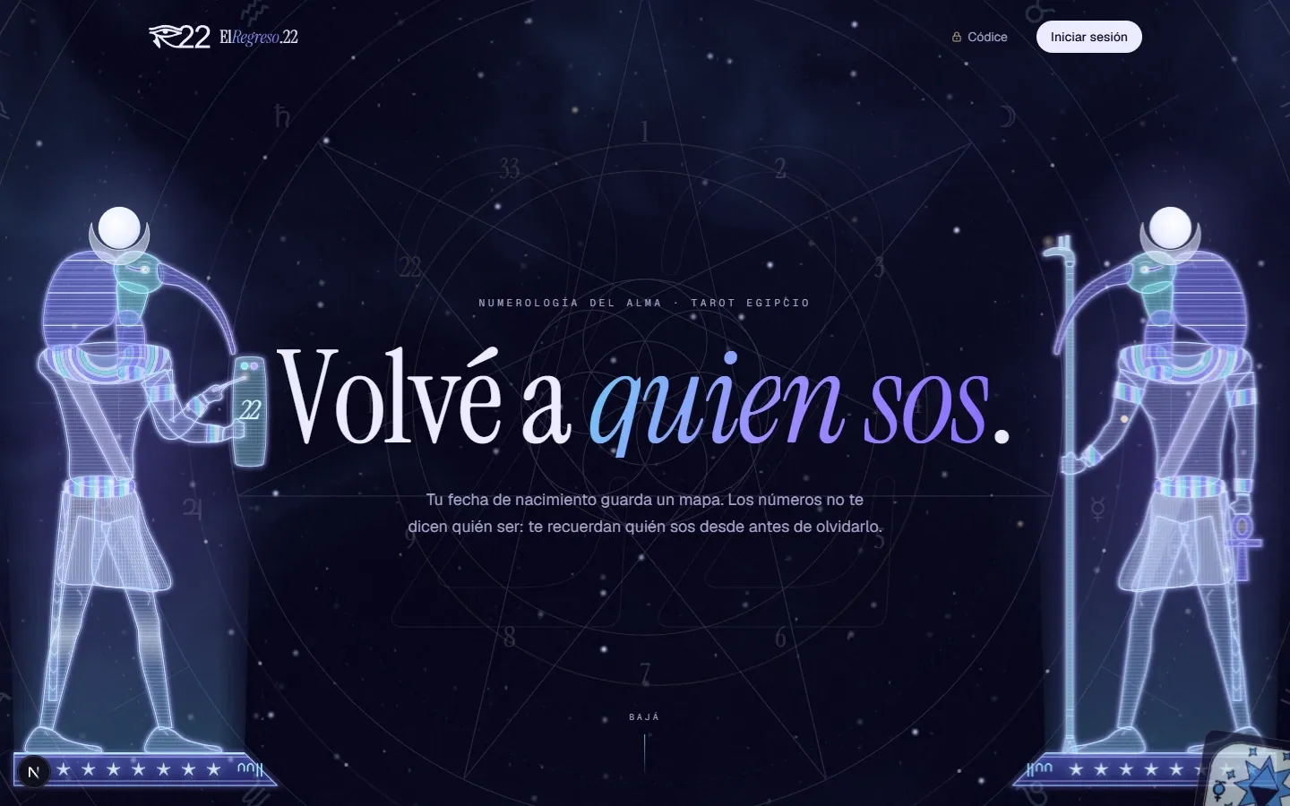 Portada de ElRegreso.22 en la compu: «Volvé a quien sos.», entre los dos guardianes de Thot