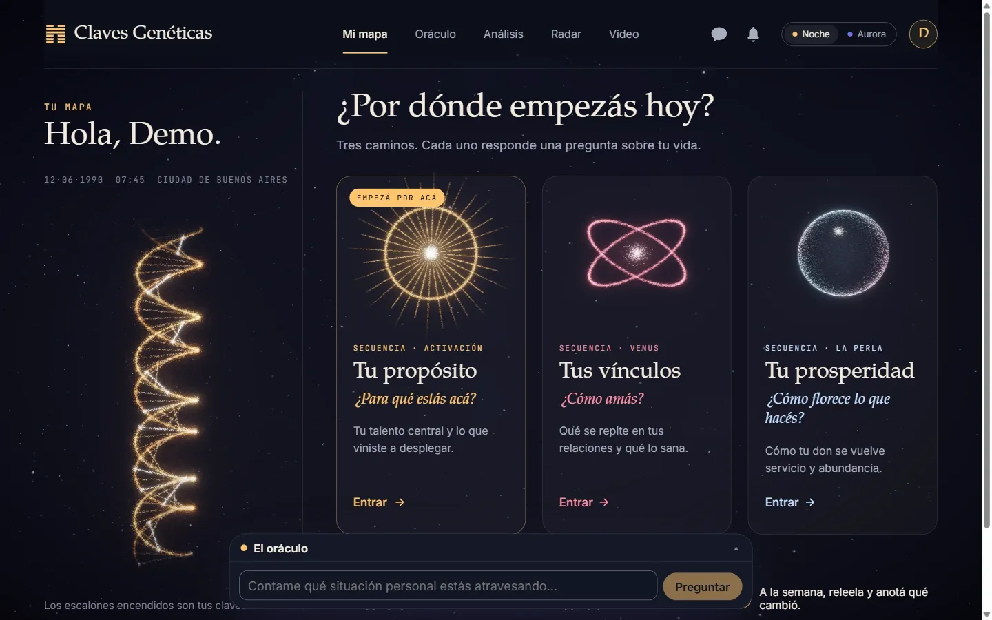 Claves Genéticas en la compu: «Mi mapa», el inicio de adentro, con la cuenta de demostración