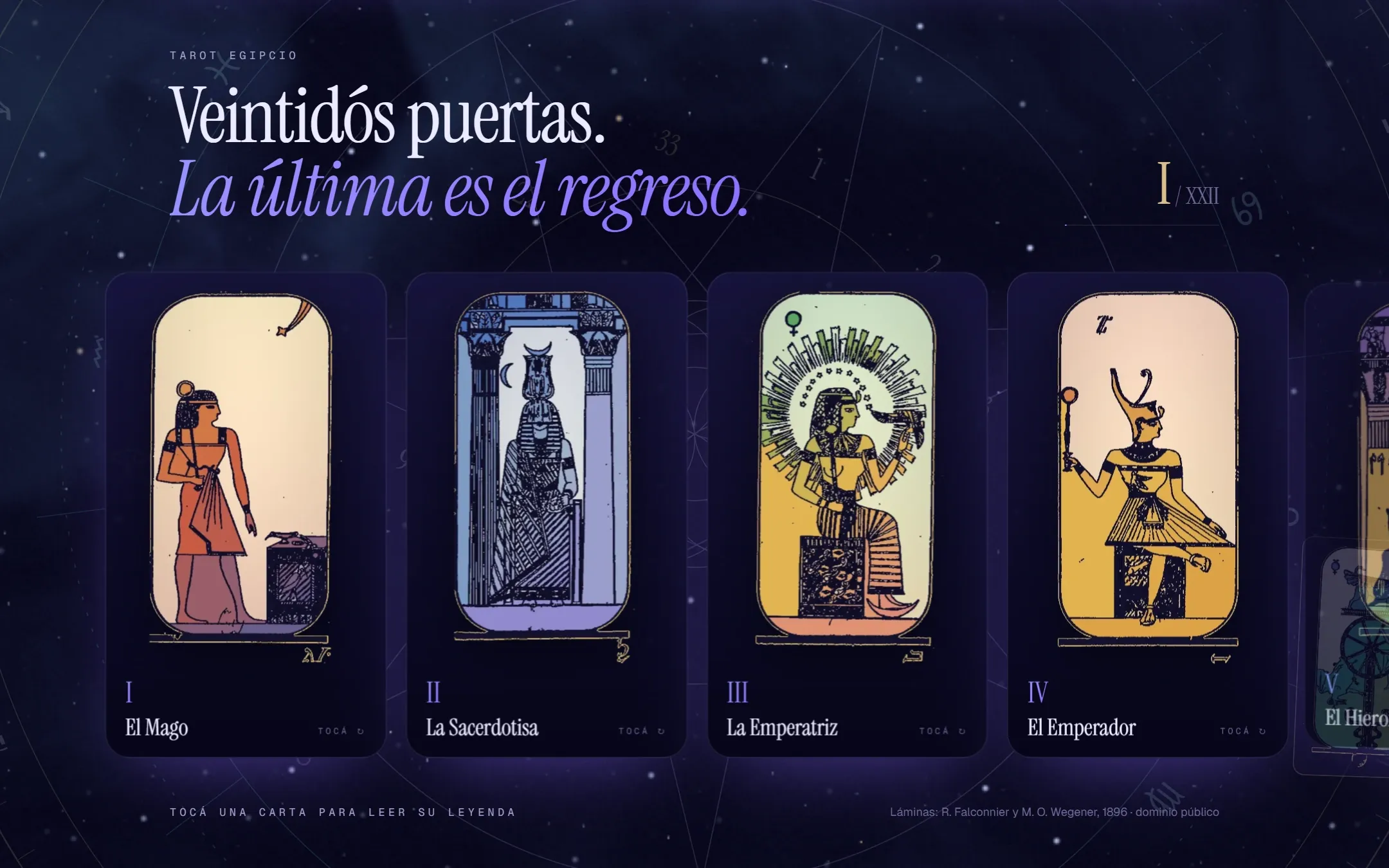 ElRegreso.22 en la compu: los 22 arcanos, «Veintidós puertas. La última es el regreso.»